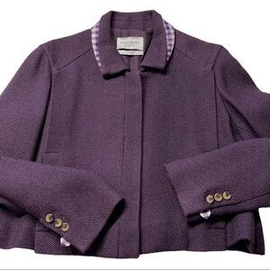 YSL Yves Saint Laurent Silk & Cotton Cropped Purple Coat Sz 12 (F44)